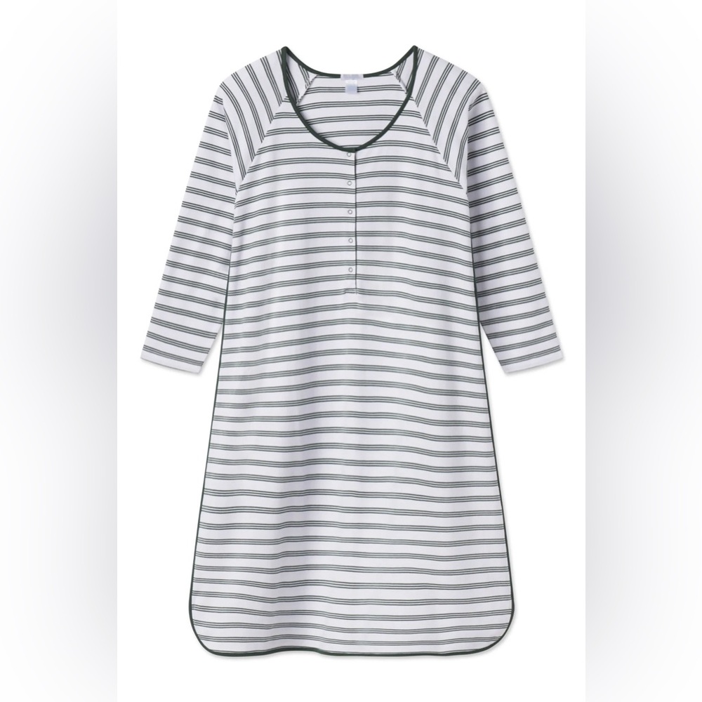 LAKE Pajamas Conifer Stripe Maternity/Nursing Gown Small